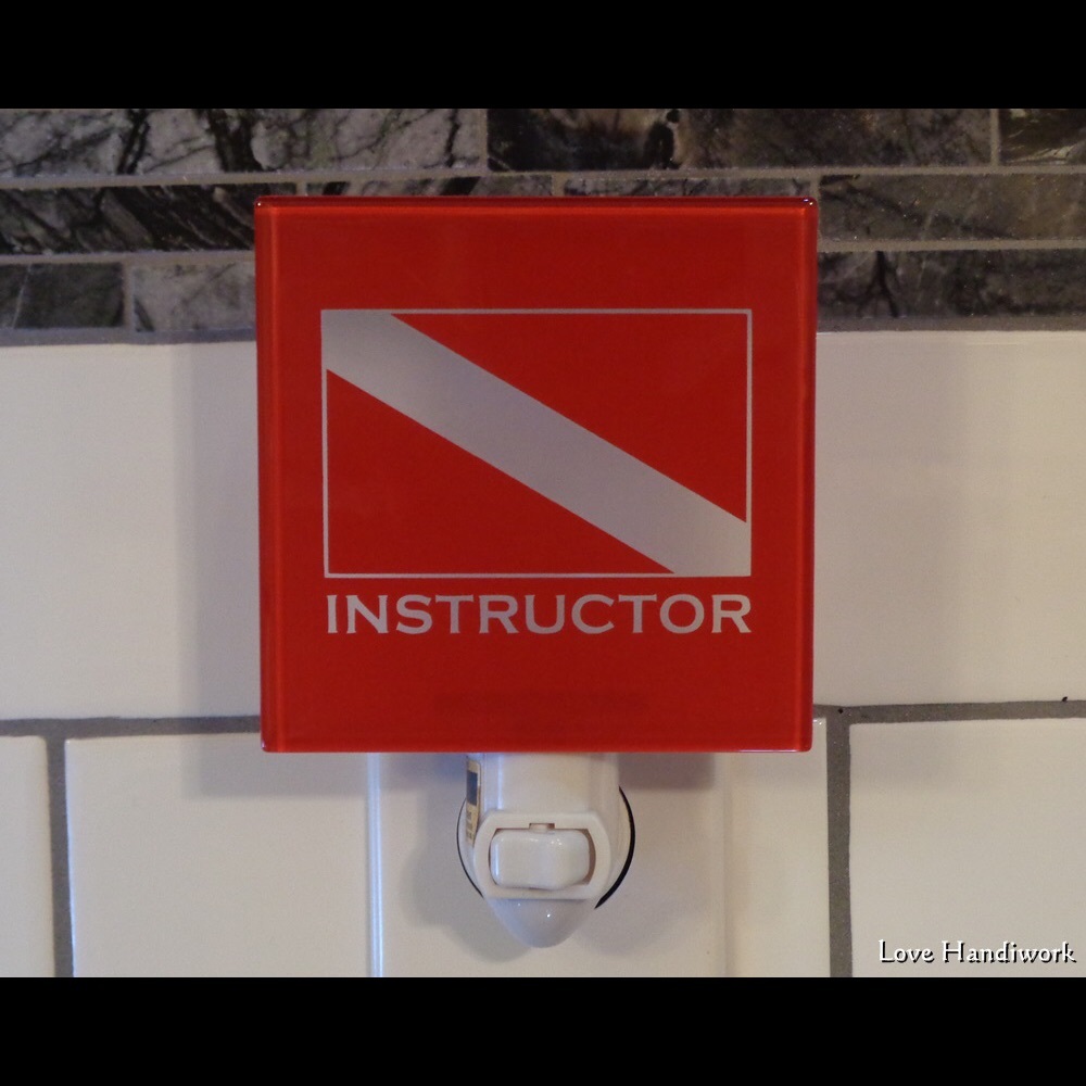 NEW INSTRUCTOR Scuba Dive Flag Etched Glass Nightlight